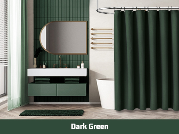 dark green shower curtain