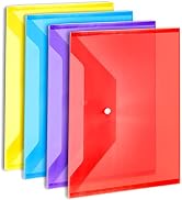 4 Pack Plastic Envelopes with Snap Closure, LEOBRO US Letter A4 Size Plastic File Folders for Doc...