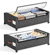 Yecaye 82 L Under Bed Storage with Wheels, 9.4 in Under Bed Storage Containers, Large Under Bed S...