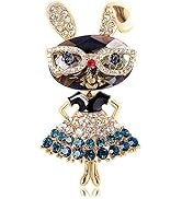 Rhinestone Lady Rabbit Brooch Pin for Women Girls Fashion Crystal Bunny Animal Brooches Lapel Pin...