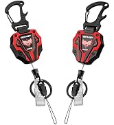 Retractable Keychain, Heavy Duty Carabiner Badge Holder, Tactical ID Badge Reel with 28'' Coated ...