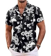 COOFANDY Mens Hawaiian Shirt Short Sleeve Floral Button Down Shirts Tropical Summer Beach Shirts ...