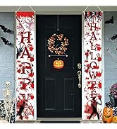 Halloween Porch Banner, Happy Halloween Door Banner, Scary Bloody Halloween Banners for Front Doo...