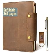 le vent Albero Refillable Leather Journal for Men and Women – Spiral Notebook with 240 Pages of C...