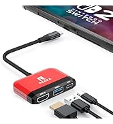 RREAKA Switch 2 Dock, Portable TV Docking Station with 4K HDMI/USB 3.0 Port/PD 100W, Mini Gaming ...