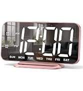Slim LED Digital Alarm Clock, Mirror Surface for Makeup, with Diming, Large Display, Easy Setting...