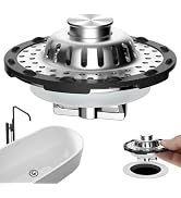 Universal Bathtub Drain Stopper with Visible Top Strainer, Shower Drain Hair Catcher Tub Stopper,...