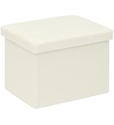 PINPLUS Flat Top Folding Linen Storage Ottoman 16.5", 36L Collapsible Storage Cube with Lid, 250 ...