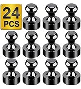 Tiergrade Metallic Magnets, Refrigerator Magnets, 24 Pack Black Magnetic Push Pins, Strong Fridge...
