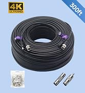 Anlink 300Ft (91 Meters) 4K 8MP 5MP 2MP 1080P BNC Video and Power Cable, Mini RG59 Wire for CCTV ...