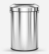 EKO Urban 21 Gallon Semi-Round Open Top Waste Bin, Stainless Steel Half Round Commercial Trash Ca...