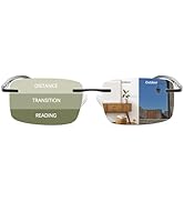 Myfeasy Progressive Photochromic Readers for Women Frameless Progressive Multifocal Blue Light Bl...