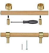foxwake Natural Wood Kitchen Cabinet Handles 2~5 Inch 4Set Center to Center Adjustable Double Hol...
