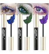 3 Color Colored Mascara Set,Green Blue Purple Mascara Colorful Long Lasting Waterproof Hyperaller...