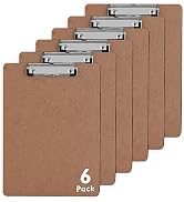 Clipboards, PANDRI 6 Pack Hardboard Office Clipboards, Low Profile Clip, Clip Boards 8.5x11 Stand...