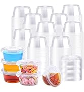 BYSNOW 1000 Sets 2 oz Plastic Portion Cups with Lids, Small Clear Jello Shot Cup, Disposable Plas...