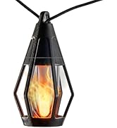 Solar String Lights Outdoor Waterproof - 10 Flickering LED Bulbs with Patented Flame Effect, 21 f...
