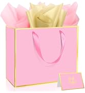 Epoesch 3 Pack Pink Medium Gift Bags with Handles and 9 Tissue Papers | 11.8x10x4 Inches for Men,...