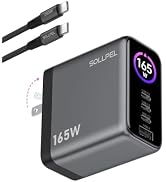 SOLLPEL 165W 4-Port GaN USB C Charger Block with Display | 140W Fast Charging for 1 or 100W+65W f...