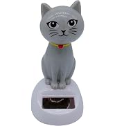 BWESOO Gray Cute Solar Powered Dancing Cat Figure - Swinging Solar, Cat Figurine Statue Swinging ...