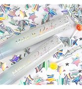 PrimePure Confetti Cannon Party Poppers - Holographic Silver Stars Confetti Popper - 2 Pack - Eas...