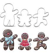 LILIAO Gingerbread Man Cookie Cutter Set Winter Christmas - 3 Piece - Gingerbread Girl, Running G...