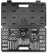 PTSTEL 60 PCS Tap and Die Set Metric and Standard Sizes Essential Threading Tool Kit for Cutting ...