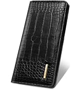 Simikol Black Wallet Women Bifold Crocodile PU Leather Slim Long Wallet | RFID Blocking, Alligato...