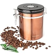 Mixpresso Bronze Stainless Steel Airtight Coffee Container with Date Tracking For All Types Of Co...