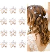 Wecoe Mini Pearl Flower Hair Clips 12pcs Small Decorative Claw Clips Set - Wedding Bridal & Flowe...
