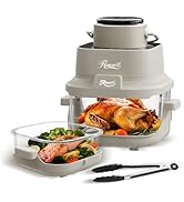Rosewill 8-in-1 Portable Glass Air Fryer, 5.5QT & 1.6QT Dual Transparent Glass Cooking Pot with S...
