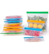 MICEBAY 10 Pack Resusable Gallon Freezer Bags Dishwasher Safe BPA Free, Leak-Proof Silicone Food ...