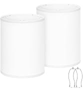 White Linen Tall Drum Lamp Shades Set of 2, 10"Top x10" Bottom x 13"High, Lampshade Replacement f...