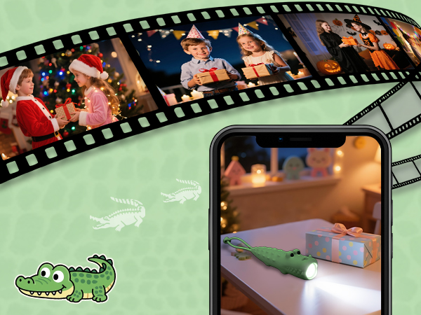 CoolGift Mart Silicone Crocodile Kids Toddler Flashlight