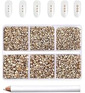 Beadsland 7200pcs Flatback Rhinestones,Gold Rhinestones Nail Gems Round Crystal Rhinestones for C...