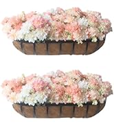 MHMYDZ 2 Pack 24'' Window Box Deck Railing Planter Boxes with Coco Liner Hanging Flower Planter f...