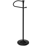 Toilet Paper Holder Free Standing, 25” H Stainless Steel Black Toilet Paper Stand, Weighted Base ...