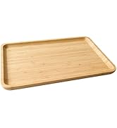 Bamboo Serving Tray Rectangle Platter Small, 1, 14.2" x 9.5" x 0.8" | Durable, Breakfast Dinner F...