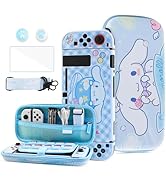 HYPERCASE Cute Switch Carrying Case Set, Blue Dog Travel Accessories Storage for Nintendo Switch ...
