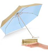ESUFEIR Mini Travel Sun Umbrella for Purse-Small Compact UV Umbrella UV Blocker-Lightweight Porta...