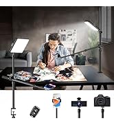 Ultra Bright Ring Light with Overhead Phone Camera Mount-Desk Clamp Key Light for Video Recording...