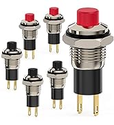 DIYhz Push Button Switch, Self-Locking Mini Switches Latching 10mm Round DC24V 0.5A Black Cap 5PCS
