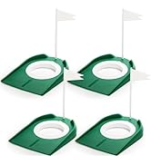 Jucoan 4 Pack Golf Putting Cup and Flag Plastic Golf Training Putters Equipment Golf Hole Trainin...