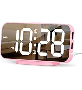 ALANAS Slim Digital Alarm Clock for Bedrooms, Dual Alarms with Snooze, Big LED Mirror Display, 4-...