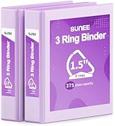 SUNEE 3 Ring Binder 1.5 Inch D Ring, Clear View Binder Three Ring PVC-Free (Fit 8.5x11 Inches) fo...