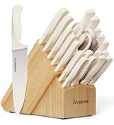 Knife Set, Astercook 22-Piece Kitchen Knife Set with Built-in Sharpener Block, High Carbon Stainl...