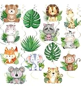 35Pcs Jungle Animals Hanging Swirl Wild One Party Birthday Decor Jungle Safari Animal Themed Wild...