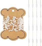 Pandahall 16.4 Feet Imitation Pearl Bead Chains Pearl Chain Decoration 3mm Round Pearl Craft Chai...