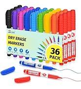 SUIN 9 Colors Dry Erase Markers - Low Odor, Non-Toxic, Slim Whiteboard markers, Fine Tip Whiteboa...