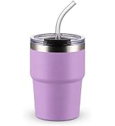 16oz Iced Coffee Cup With Lids, Water Bottle With Straw, Double Layer Vacuum Stainless Steel Insu...